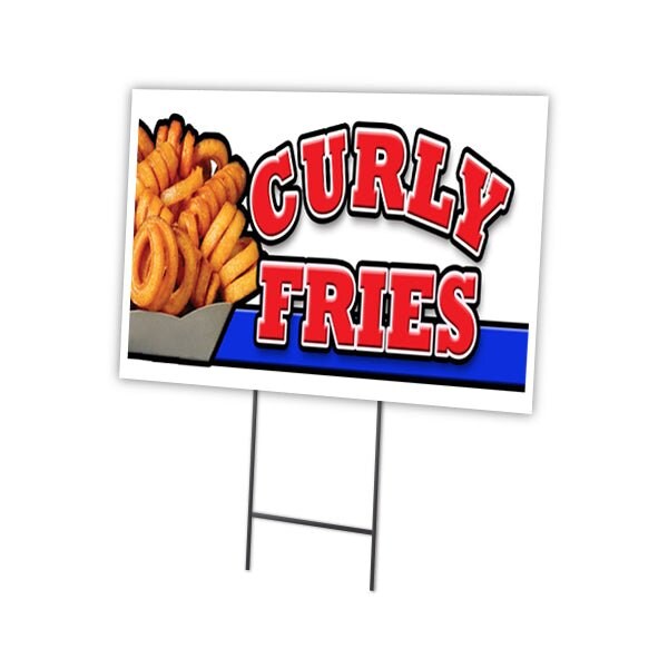 Signmission Curly Fries Yard Sign & Stake outdoor plastic coroplast window, C-1216 Curly Fries C-1216 Curly Fries - main